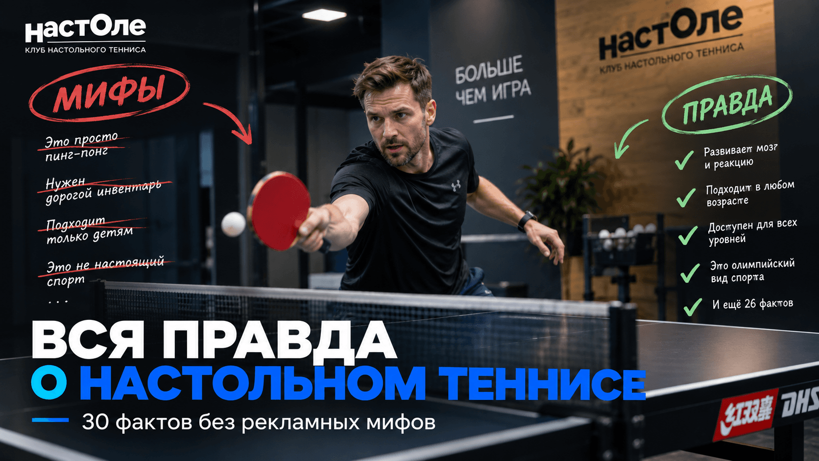 Вся правда о настольном теннисе: игрок во время матча